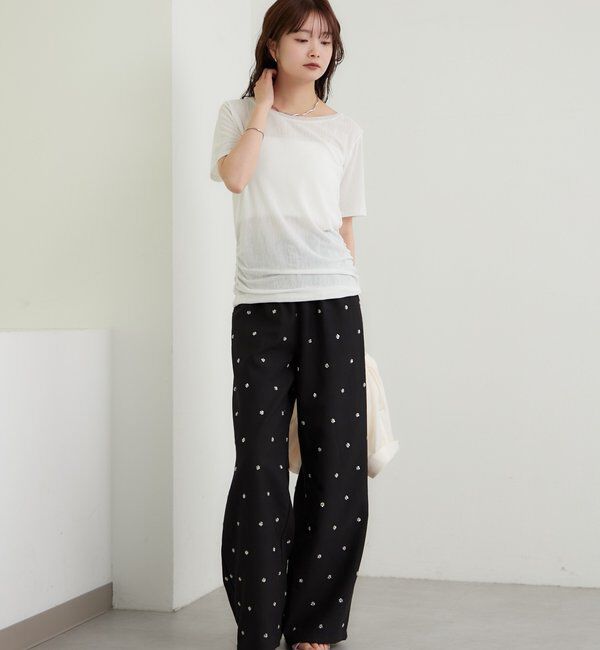  「サイドギャザーシアーTシャツ」|Tシャツ・カットソー|