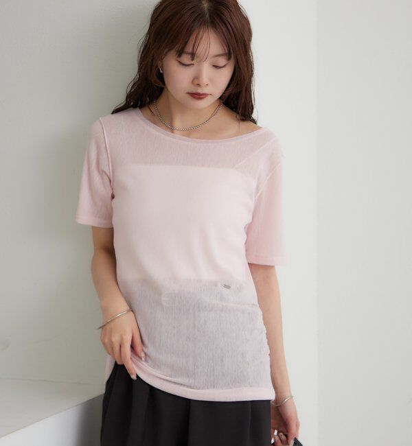  「サイドギャザーシアーTシャツ」|Tシャツ・カットソー|