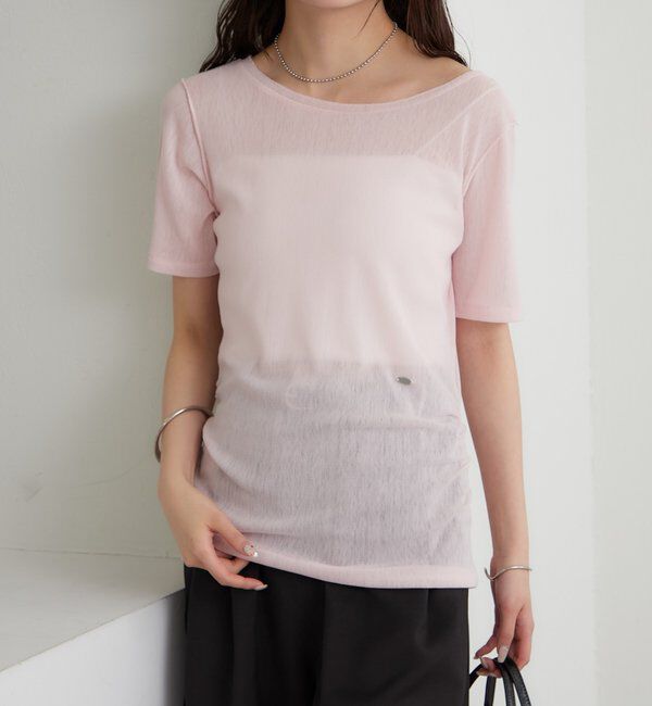  「サイドギャザーシアーTシャツ」|Tシャツ・カットソー|