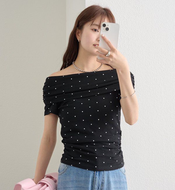  「ドットオフショルTシャツ」|Tシャツ・カットソー|