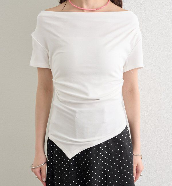  「サイドギャザードレープTシャツ」|Tシャツ・カットソー|