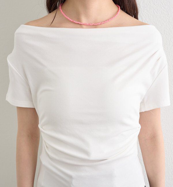  「サイドギャザードレープTシャツ」|Tシャツ・カットソー|