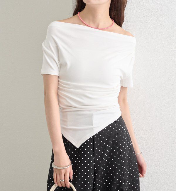  「サイドギャザードレープTシャツ」|Tシャツ・カットソー|