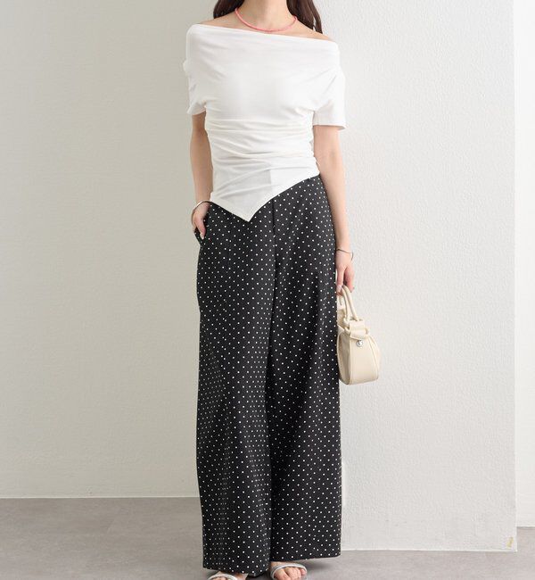  「サイドギャザードレープTシャツ」|Tシャツ・カットソー|