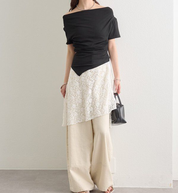  「サイドギャザードレープTシャツ」|Tシャツ・カットソー|