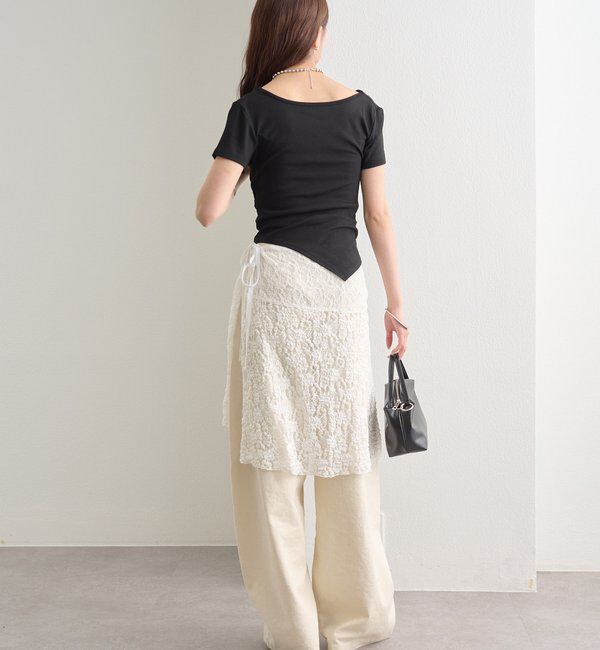  「サイドギャザードレープTシャツ」|Tシャツ・カットソー|