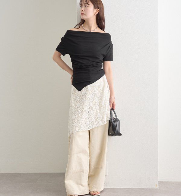  「サイドギャザードレープTシャツ」|Tシャツ・カットソー|