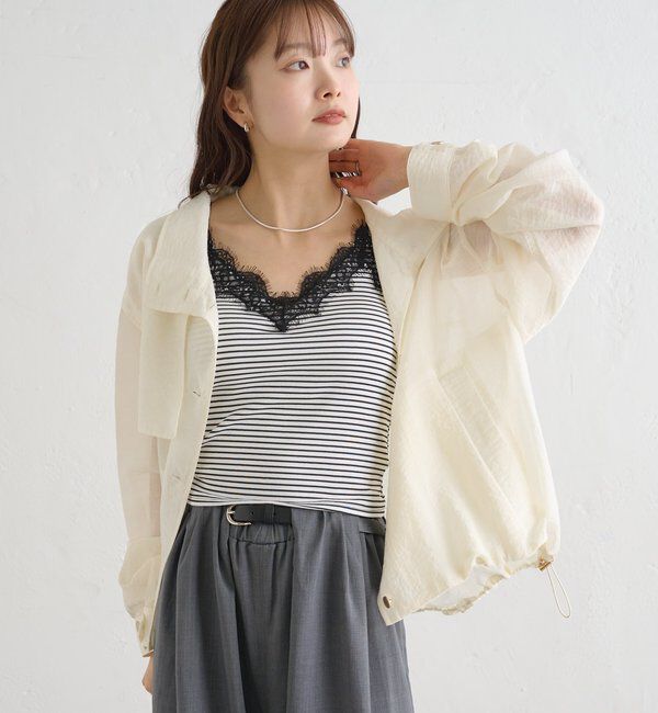  「パット付きボーダーレースキャミソール」|キャミソール|