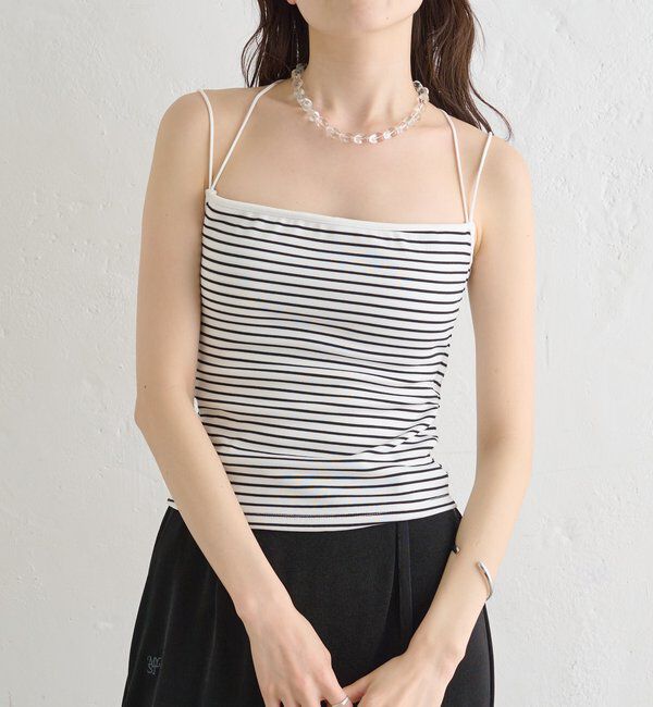  「パット付きバックシャンボーダーキャミソール」|キャミソール|