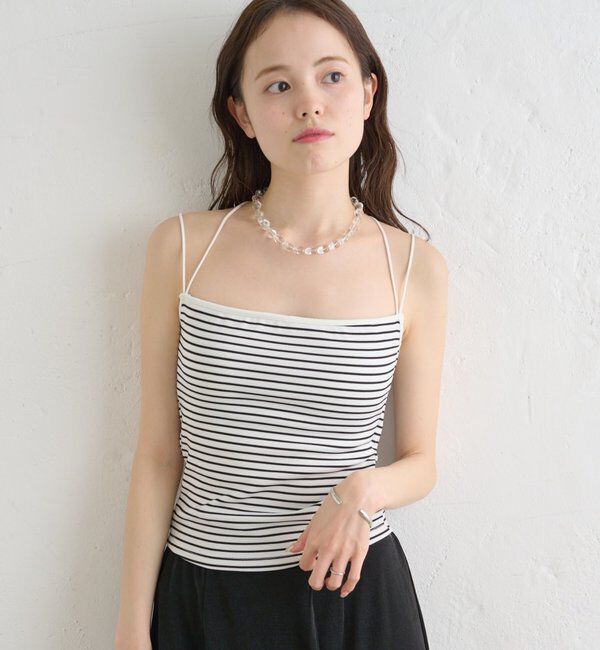  「パット付きバックシャンボーダーキャミソール」|キャミソール|