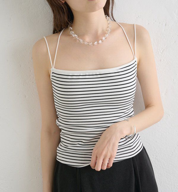  「パット付きバックシャンボーダーキャミソール」|キャミソール|