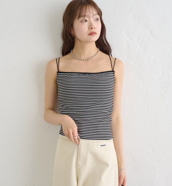  「パット付きバックシャンボーダーキャミソール」|キャミソール|