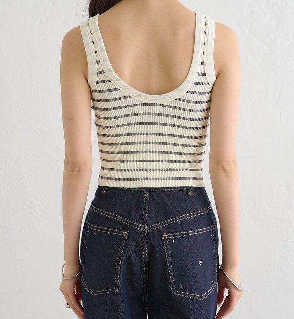  「パット付きボーダータンクトップ」|キャミソール|