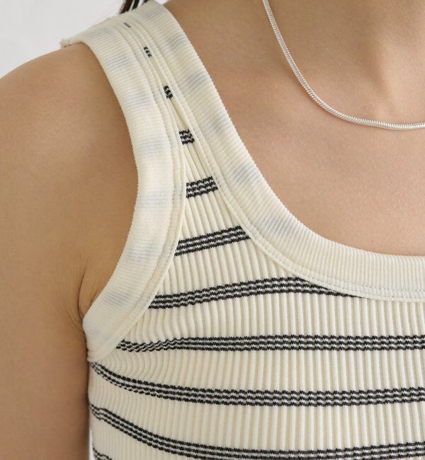  「パット付きボーダータンクトップ」|キャミソール|