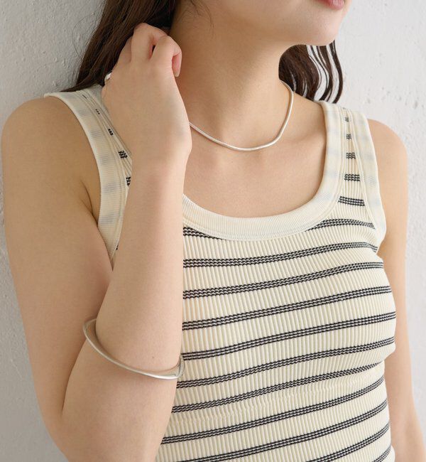  「パット付きボーダータンクトップ」|キャミソール|