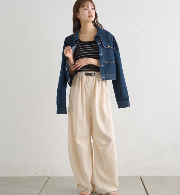  「パット付きボーダータンクトップ」|キャミソール|