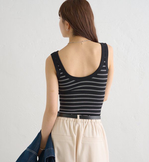 「パット付きボーダータンクトップ」|キャミソール|