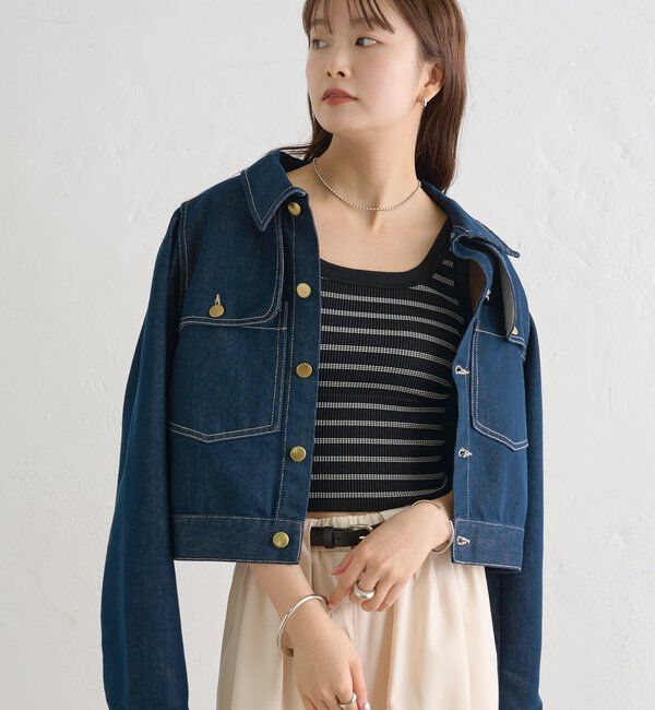  「パット付きボーダータンクトップ」|キャミソール|