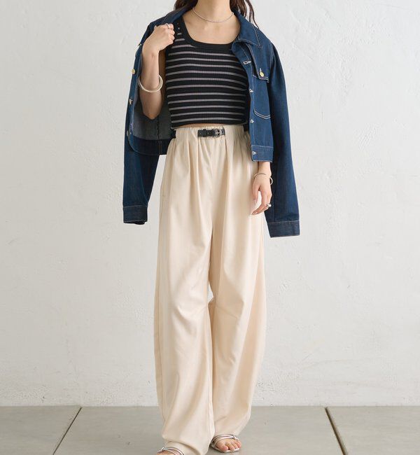  「パット付きボーダータンクトップ」|キャミソール|