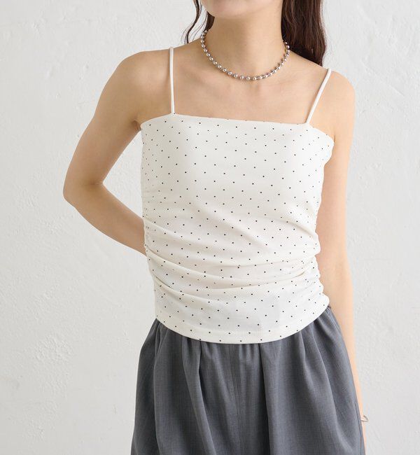  「パット付きサイドギャザードットキャミソール」|キャミソール|