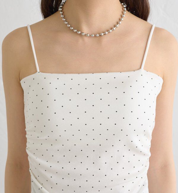  「パット付きサイドギャザードットキャミソール」|キャミソール|