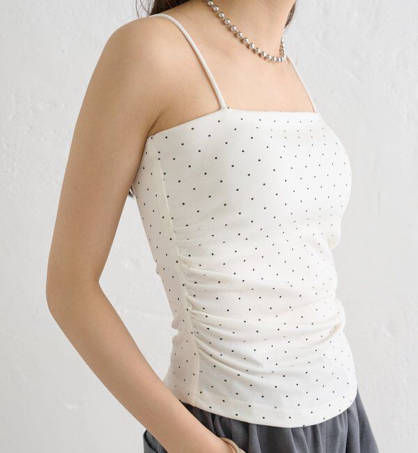  「パット付きサイドギャザードットキャミソール」|キャミソール|