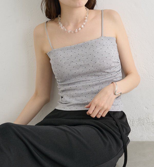  「パット付きサイドギャザードットキャミソール」|キャミソール|