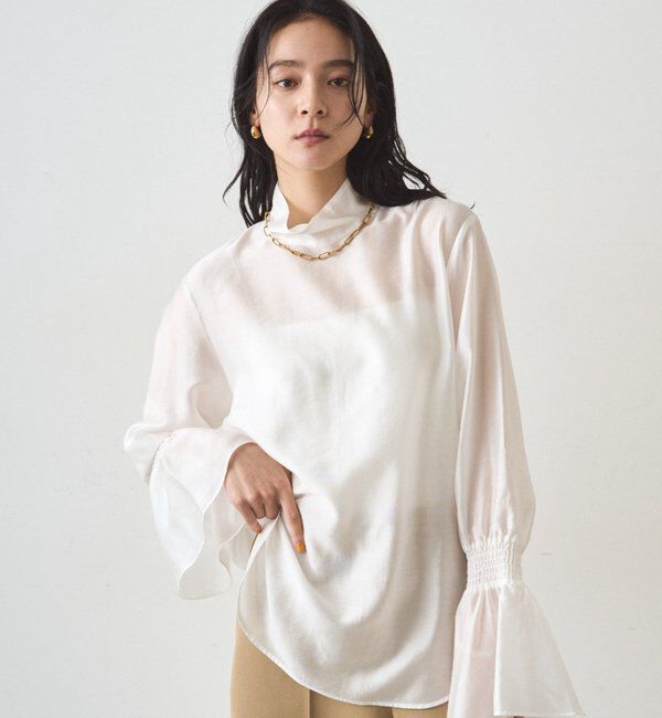  「シアーハイネックブラウス」|シャツ・ブラウス|オフホワイト