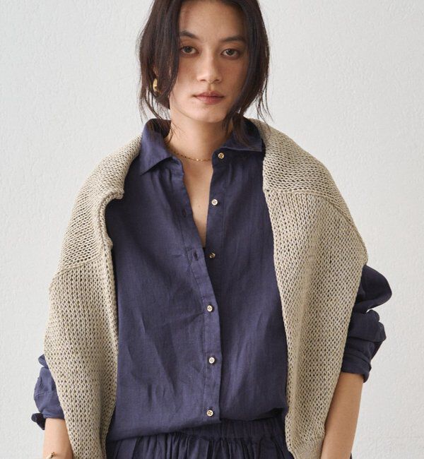  「リネンバックタイシャツ」|シャツ・ブラウス|ネイビー