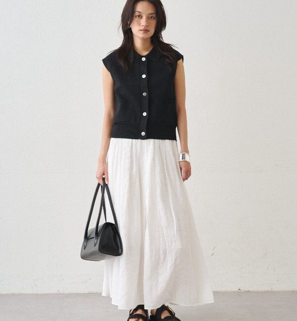  「リネンタックギャザースカート」|スカート|