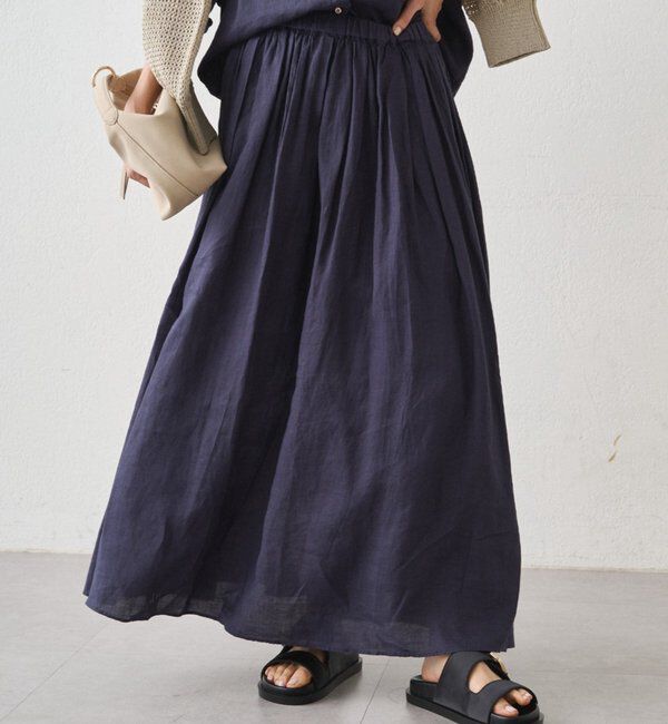  「リネンタックギャザースカート」|スカート|