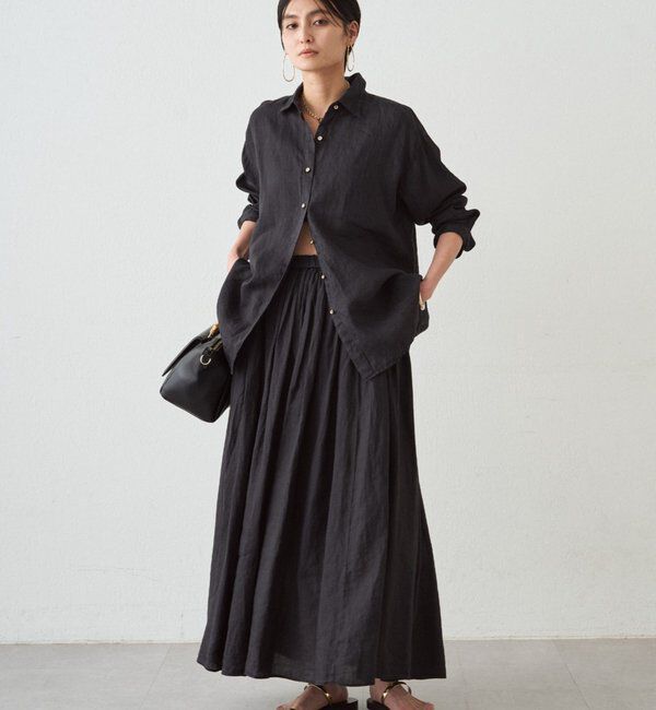  「リネンタックギャザースカート」|スカート|