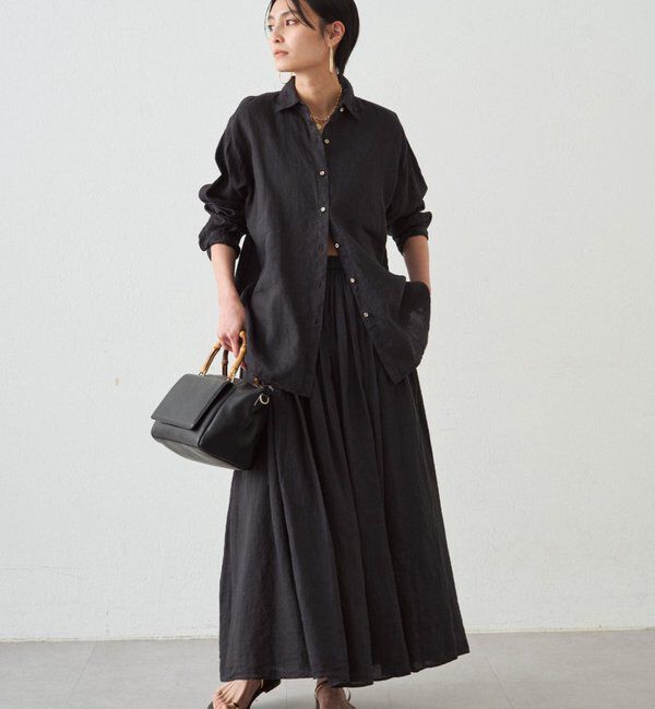  「リネンタックギャザースカート」|スカート|