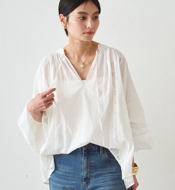  「【INDIA】スキッパーレースブラウス」|シャツ・ブラウス|