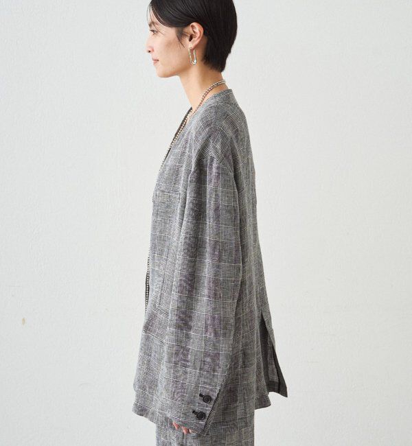  「チェックリネンBIGジャケット」|ベスト・ジレ|