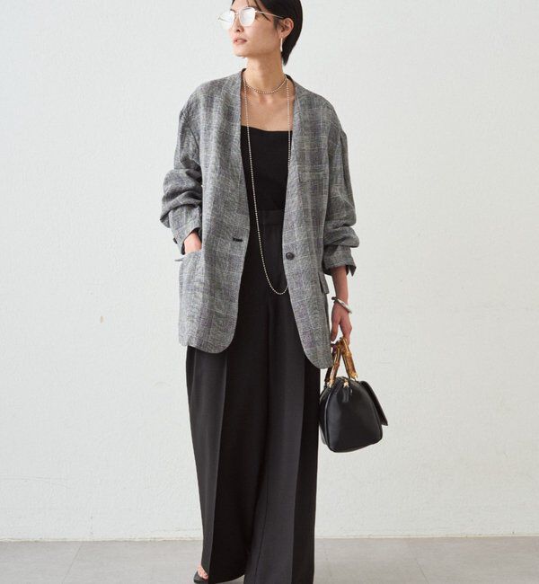  「チェックリネンBIGジャケット」|ベスト・ジレ|