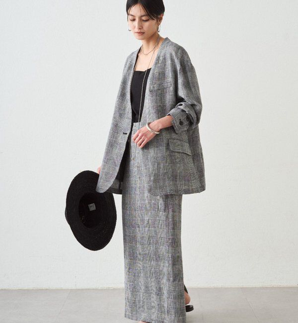  「チェックリネンBIGジャケット」|ベスト・ジレ|