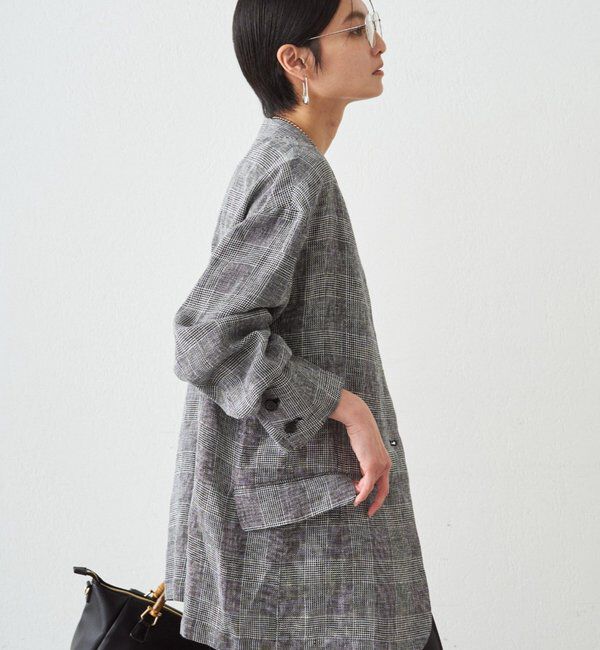  「チェックリネンBIGジャケット」|ベスト・ジレ|
