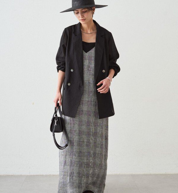  「チェックリネンキャミワンピース」|ワンピース|