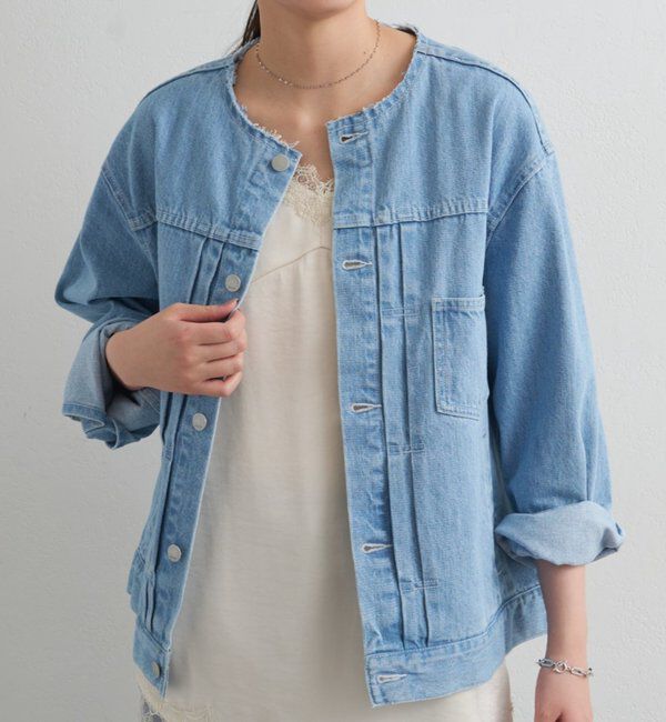  「【ainode/アイノデ】ノーカラーGジャン」|ベスト・ジレ|ブルー