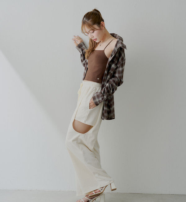  「【6色展開】バックオープンリブキャミ」|キャミソール|