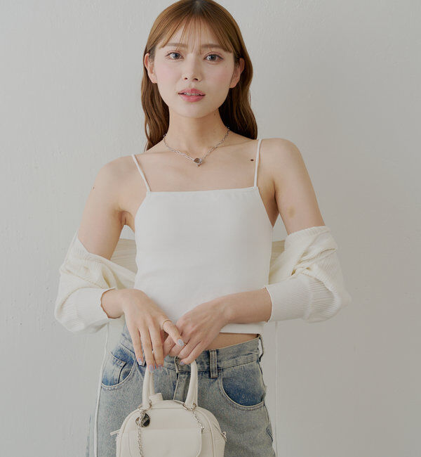  「【6色展開】バックオープンリブキャミ」|キャミソール|