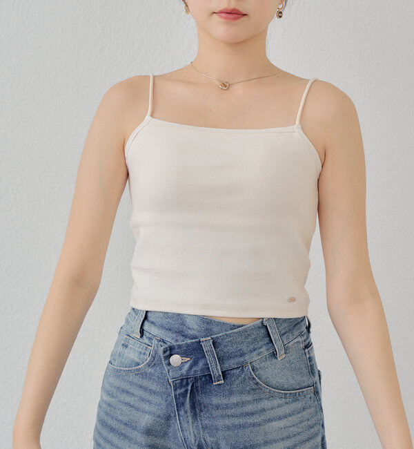  「【6色展開】バックオープンリブキャミ」|キャミソール|