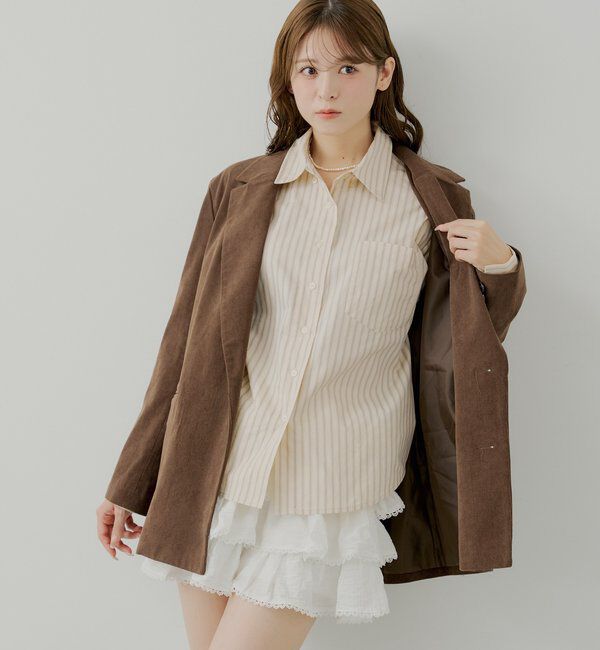  「ブローチ付きストライプルーズシャツ」|シャツ・ブラウス|