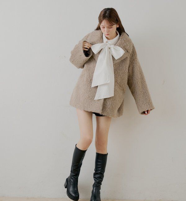 金ボタンシャギーミディジャケットコート｜ルミネのファッション通販