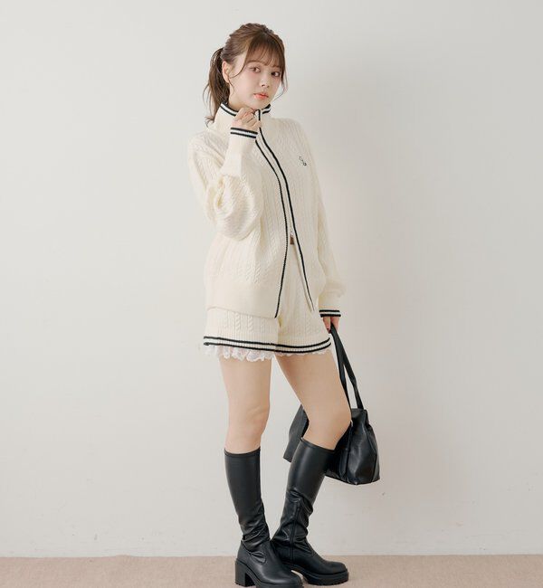  「【セットアップ対応】ダブルジップルーズニット」|ニット・セーター|