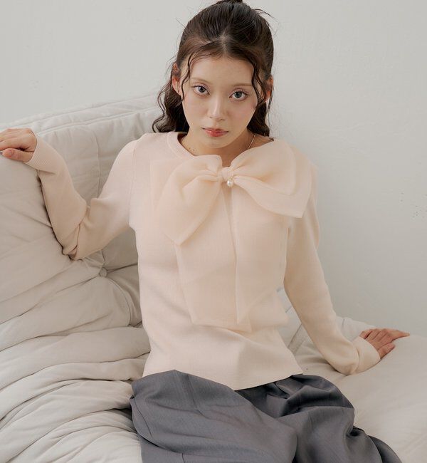  「【SALON by Chico】BIGリボンリブニット」|ニット・セーター|