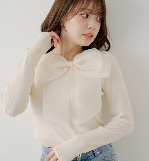  「【SALON by Chico】BIGリボンリブニット」|ニット・セーター|