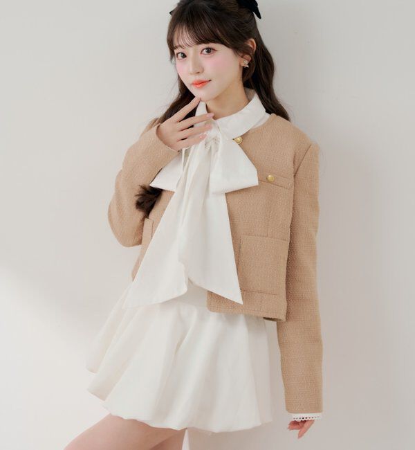  「【KURUMIコラボ】ツイード金ボタンジャケット」|その他|ベージュ