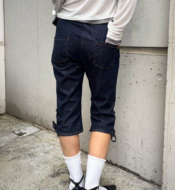  「レースアップデニムカプリパンツ」|デニム|